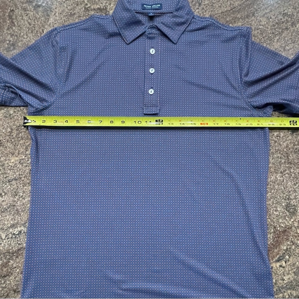 SOLD - Peter Millar Tailor Fit Navy Box Dot Patterned Polo Shirt Men’s Sz Medium - Picture 4 of 7